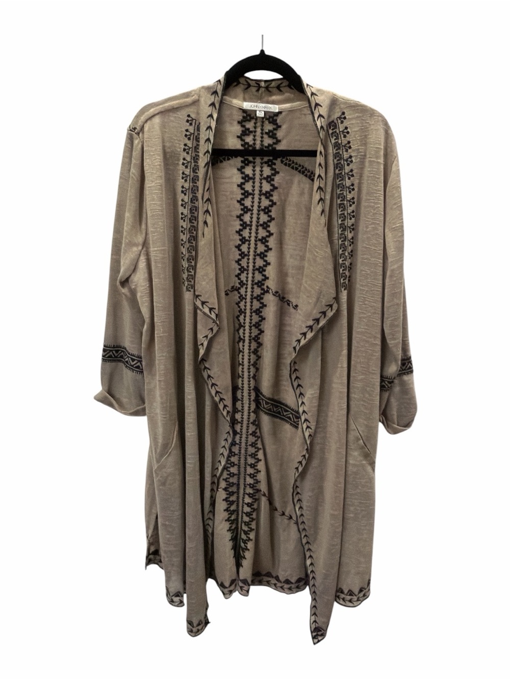 John Mark Tan and Black Long Open Front Duster Size XL